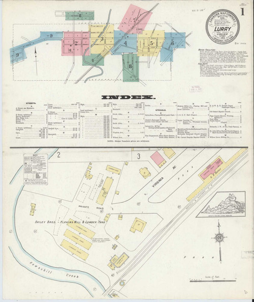 Luray Virginia 1912 - Fire Insurance Index - Old Map Reprint