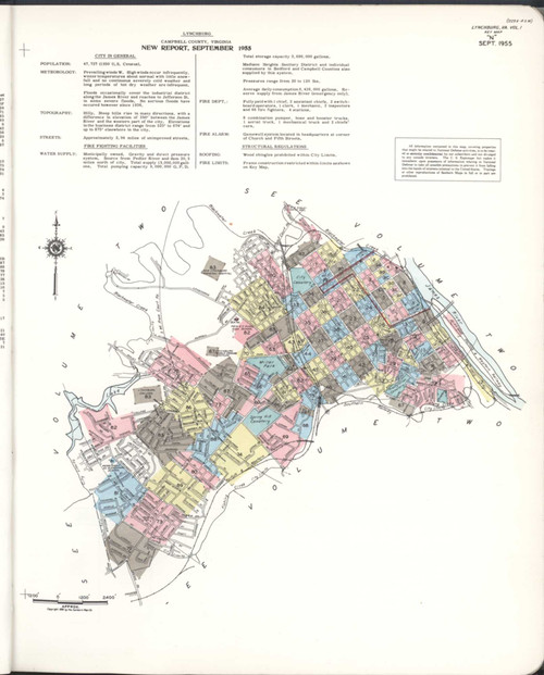 Lynchburg Virginia 1955 V1 - Fire Insurance Index - Old Map Reprint