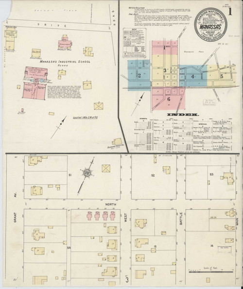 Manassas Virginia 1912 - Fire Insurance Index - Old Map Reprint