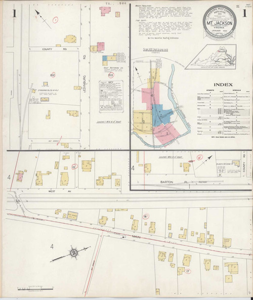 Mount Jackson Virginia 1930 - Fire Insurance Index - Old Map Reprint