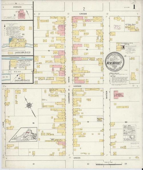 New Market Virginia 1915 - Fire Insurance Index - Old Map Reprint