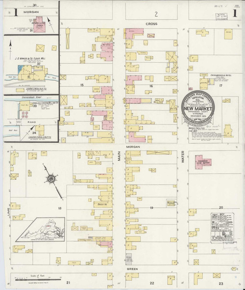 New Market Virginia 1923 - Fire Insurance Index - Old Map Reprint