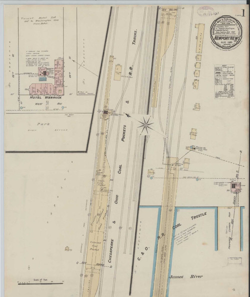 Newport News Virginia 1885 - Fire Insurance Index - Old Map Reprint
