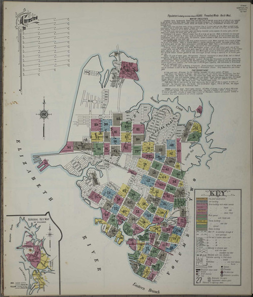 Norfolk Virginia 1910 V1 - Fire Insurance Index - Old Map Reprint