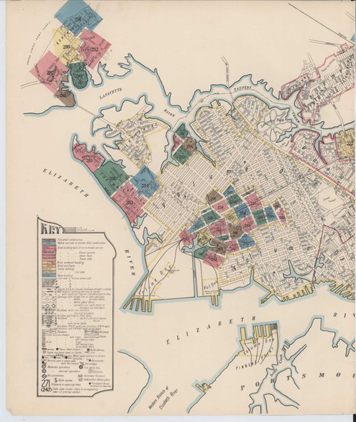 Norfolk Virginia 1921 V3 - Fire Insurance Index - Old Map Reprint