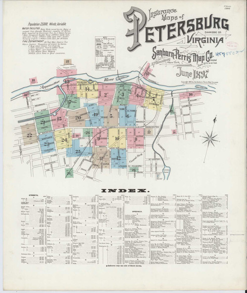 Petersburg Virginia 1897 - Fire Insurance Index - Old Map Reprint