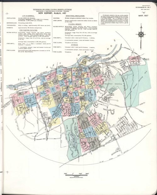 Petersburg Virginia 1957 - Fire Insurance Index - Old Map Reprint