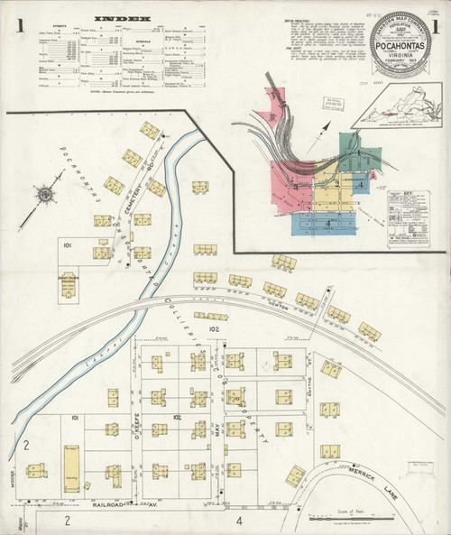 Pocahontas Virginia 1923 - Fire Insurance Index - Old Map Reprint