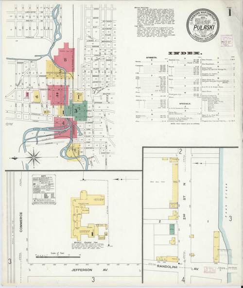 Pulaski Virginia 1908 - Fire Insurance Index - Old Map Reprint