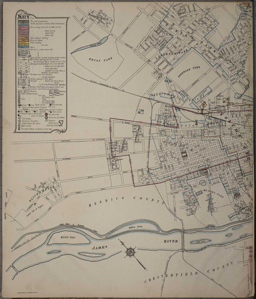 Richmond Virginia 1919 - Fire Insurance Index - Old Map Reprint