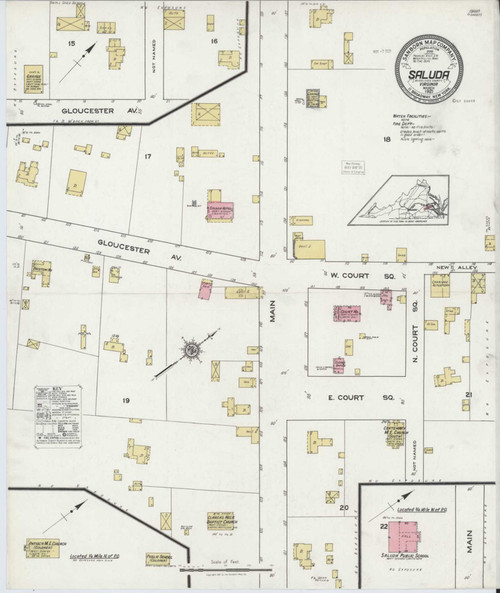 Saluda Virginia 1921 - Fire Insurance Index - Old Map Reprint