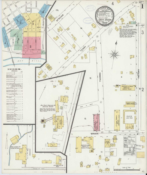 South Boston Virginia 1898 - Fire Insurance Index - Old Map Reprint