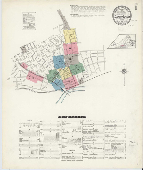 South Boston Virginia 1913 - Fire Insurance Index - Old Map Reprint