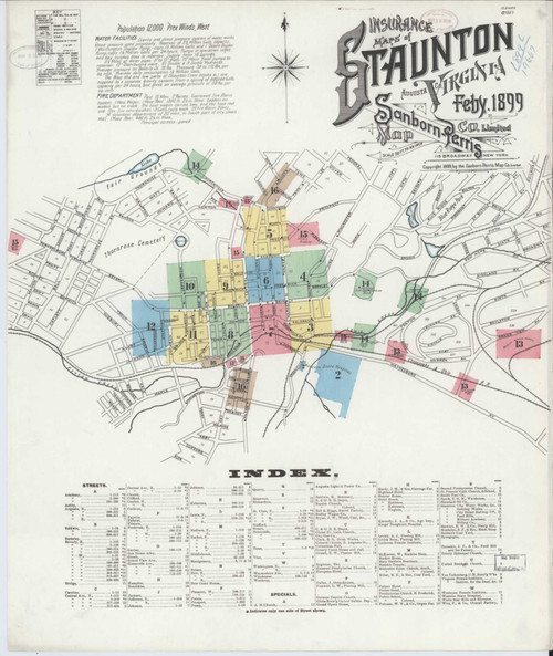 Staunton Virginia 1899 - Fire Insurance Index - Old Map Reprint
