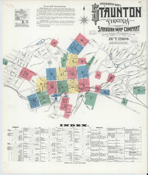 Staunton Virginia 1904 - Fire Insurance Index - Old Map Reprint