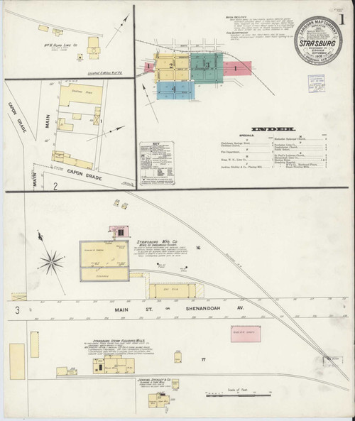 Strasburg Virginia 1908 - Fire Insurance Index - Old Map Reprint