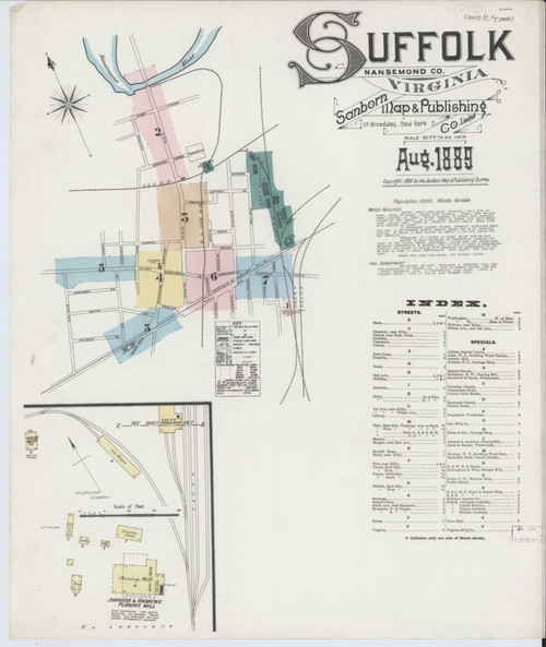 Suffolk Virginia 1889 - Fire Insurance Index - Old Map Reprint