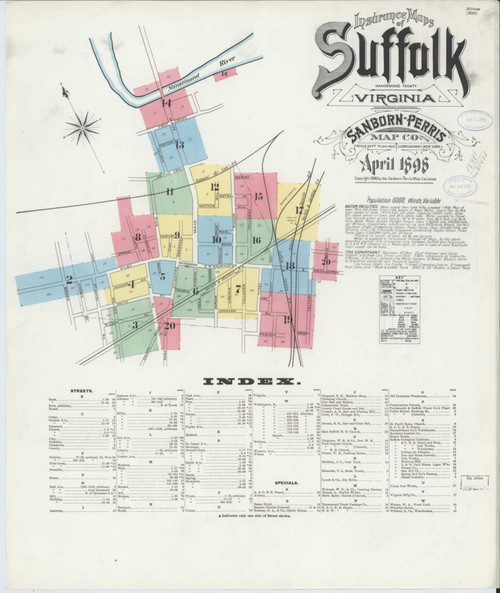 Suffolk Virginia 1898 - Fire Insurance Index - Old Map Reprint
