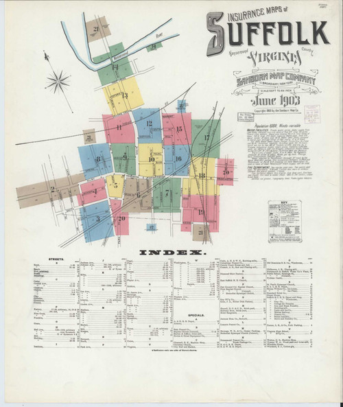 Suffolk Virginia 1903 - Fire Insurance Index - Old Map Reprint