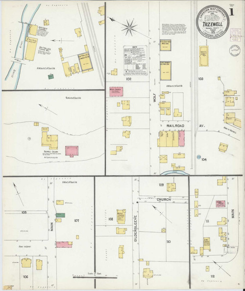 Tazewell Virginia 1902 - Fire Insurance Index - Old Map Reprint