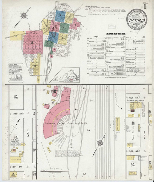 Victoria Virginia 1921 - Fire Insurance Index - Old Map Reprint
