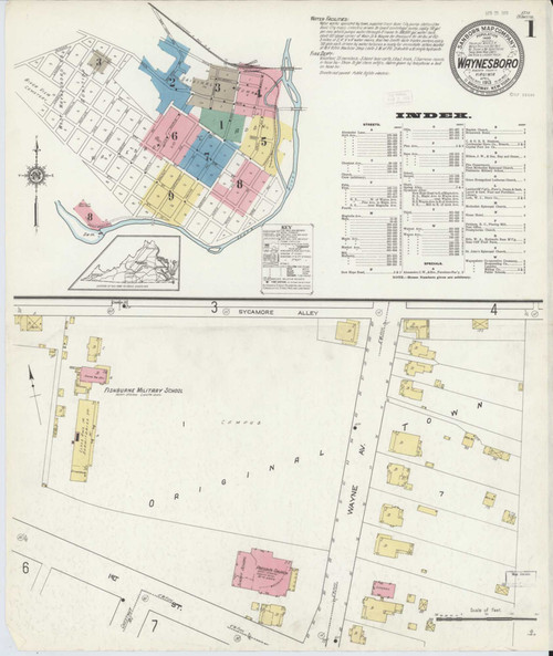 Waynesboro Virginia 1913 - Fire Insurance Index - Old Map Reprint