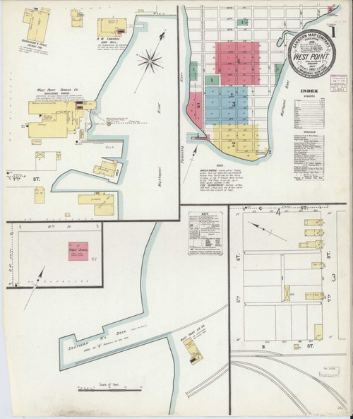 West Point Virginia 1907 - Fire Insurance Index - Old Map Reprint