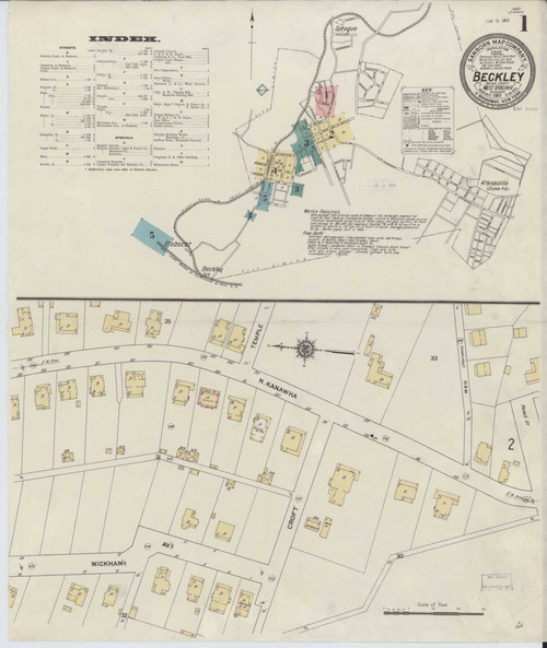 Beckley West Virginia 1911 - Fire Insurance Index - Old Map Reprint