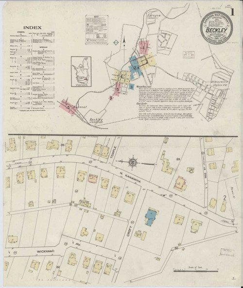 Beckley West Virginia 1914 - Fire Insurance Index - Old Map Reprint