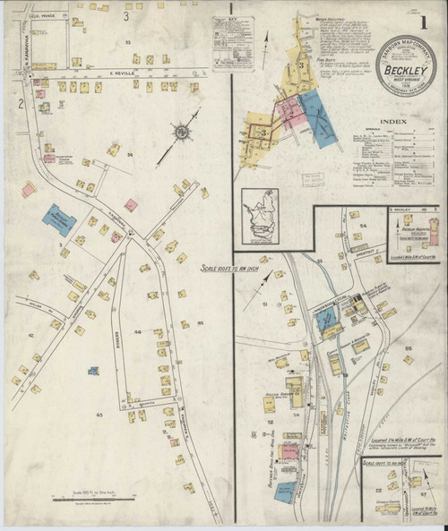Beckley West Virginia 1918 - Fire Insurance Index - Old Map Reprint