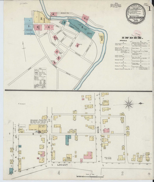 Buckhannon West Virginia 1894 - Fire Insurance Index - Old Map Reprint