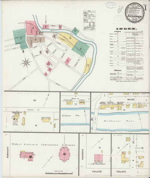 Buckhannon West Virginia 1898 - Fire Insurance Index - Old Map Reprint