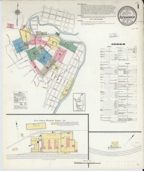 Buckhannon West Virginia 1913 - Fire Insurance Index - Old Map Reprint
