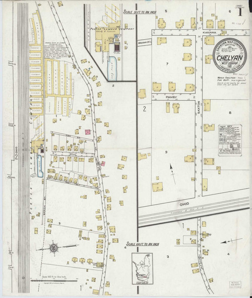 Chelyan West Virginia 1921 - Fire Insurance Index - Old Map Reprint