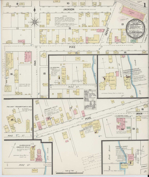 Clarksburg West Virginia 1890 - Fire Insurance Index - Old Map Reprint