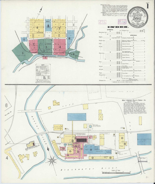 Davis West Virginia 1909 - Fire Insurance Index - Old Map Reprint