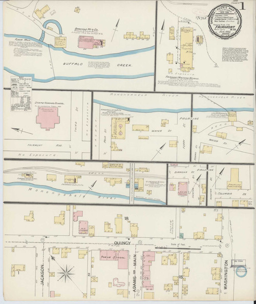 Fairmont West Virginia 1892 - Fire Insurance Index - Old Map Reprint