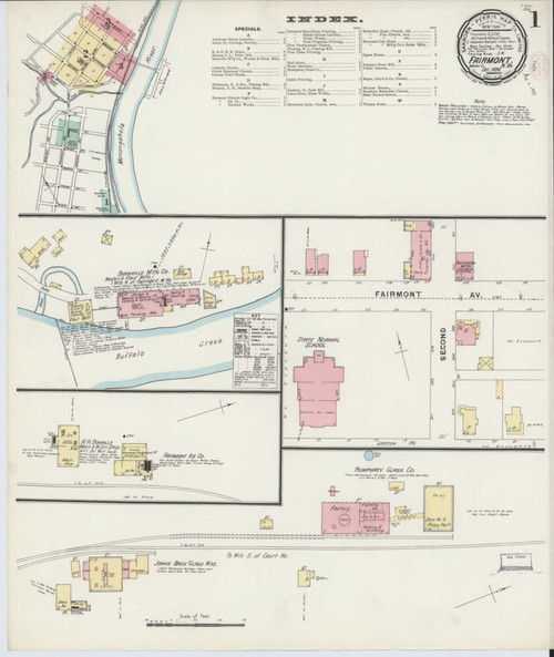 Fairmont West Virginia 1896 - Fire Insurance Index - Old Map Reprint