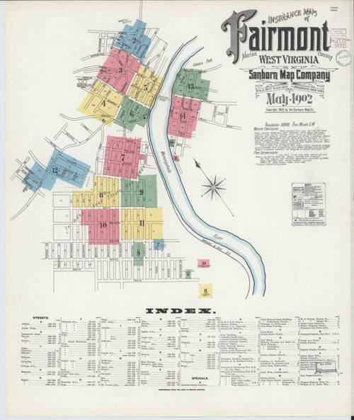 Fairmont West Virginia 1902 - Fire Insurance Index - Old Map Reprint