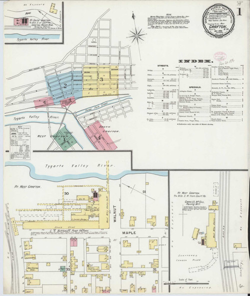 Grafton West Virginia 1896 - Fire Insurance Index - Old Map Reprint