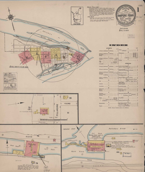 Harpers Ferry West Virginia 1922 - Fire Insurance Index - Old Map Reprint