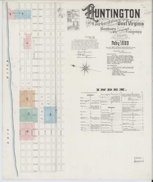Huntington West Virginia 1889 - Fire Insurance Index - Old Map Reprint