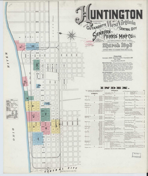 Huntington West Virginia 1893 - Fire Insurance Index - Old Map Reprint