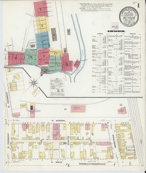 Keyser West Virginia 1908 - Fire Insurance Index - Old Map Reprint