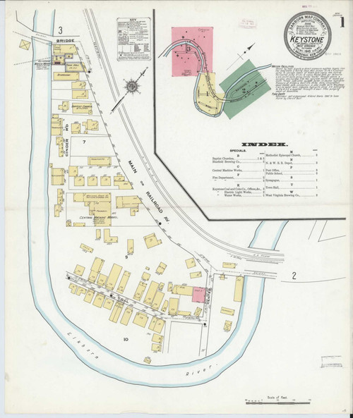 Keystone West Virginia 1910 - Fire Insurance Index - Old Map Reprint