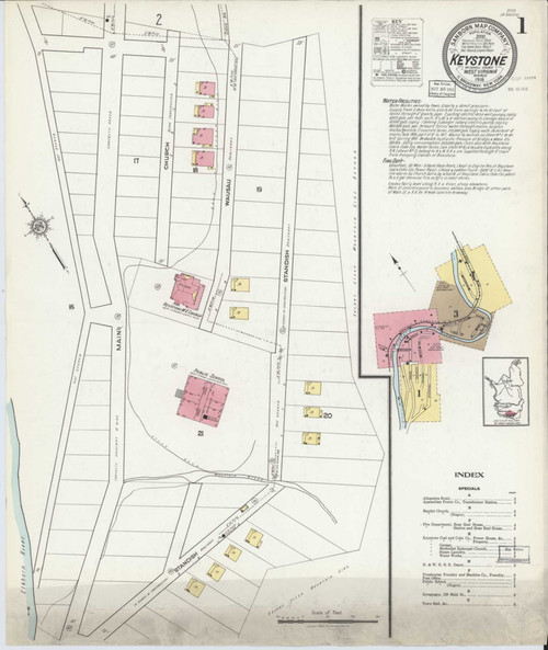 Keystone West Virginia 1918 - Fire Insurance Index - Old Map Reprint