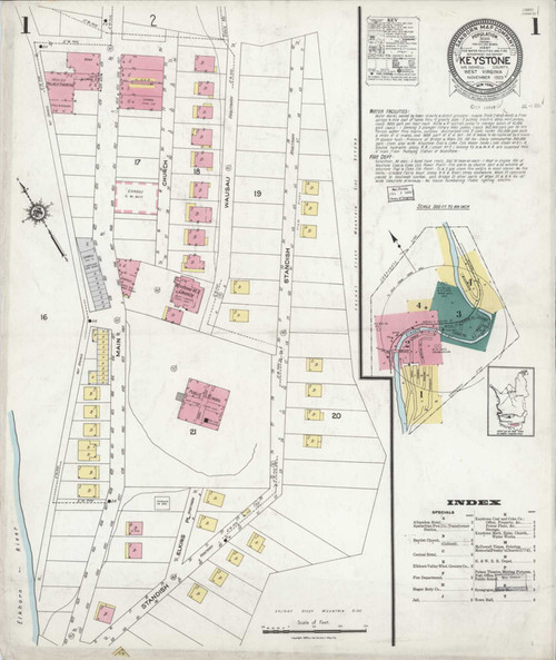 Keystone West Virginia 1923 - Fire Insurance Index - Old Map Reprint