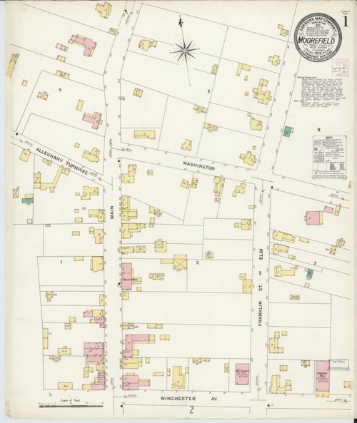 Moorefield West Virginia 1908 - Fire Insurance Index - Old Map Reprint