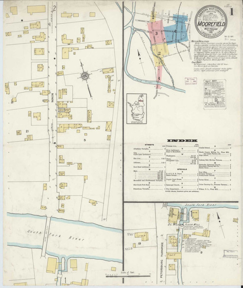 Moorefield West Virginia 1915 - Fire Insurance Index - Old Map Reprint