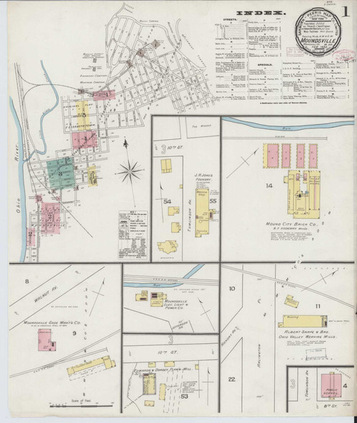 Moundsville West Virginia 1893 - Fire Insurance Index - Old Map Reprint